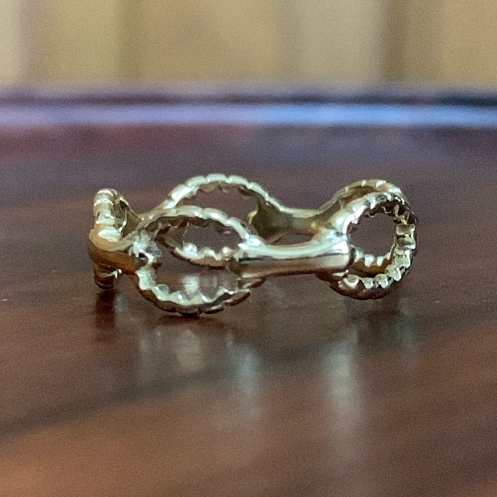 New 18K Gold Plated Titanium Steel Chain Link Ring - Picture 2 of 5